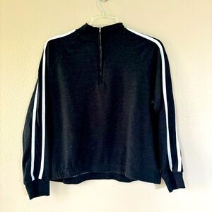 Used Torrid Charcoal Gray White Stripe Crop Active Quarter-Zip Pullover | Size 3